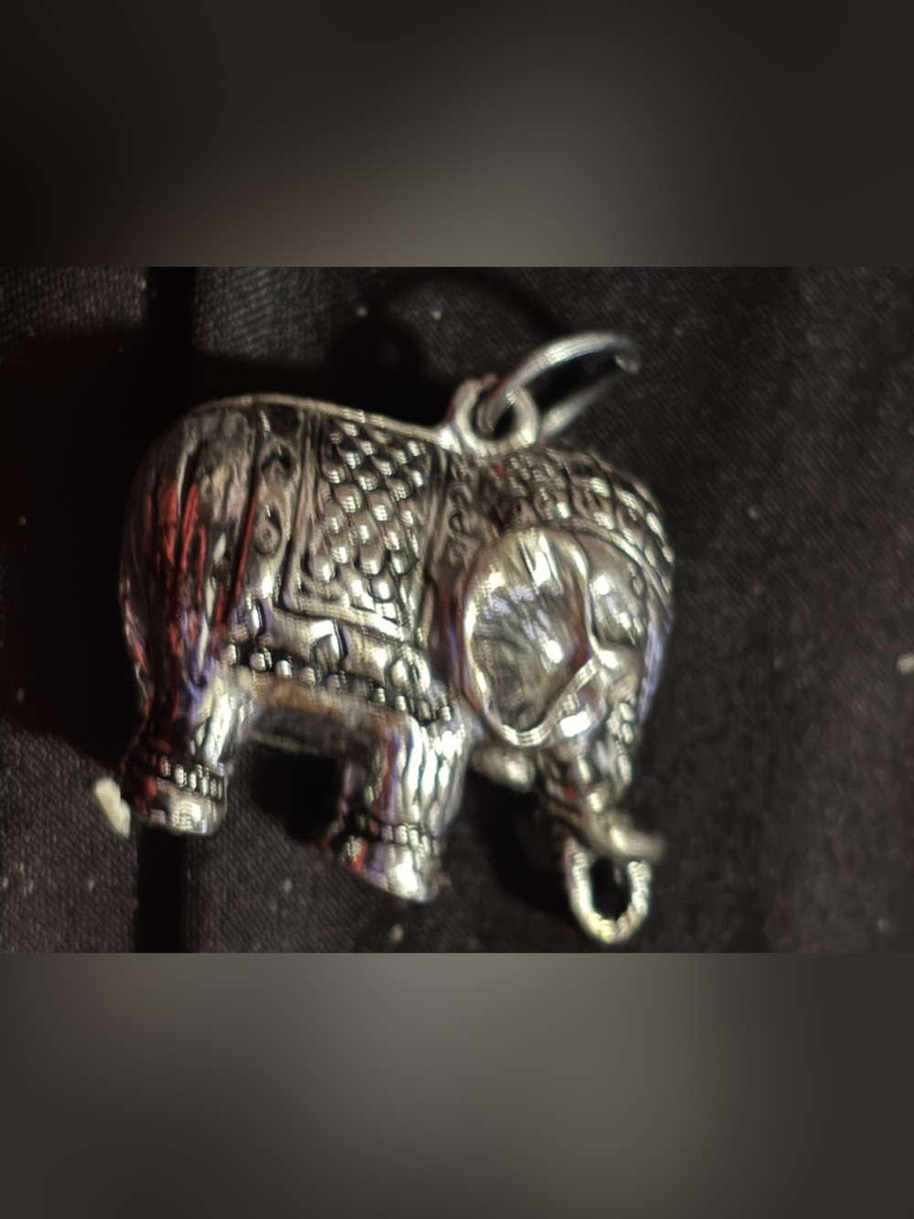 Sterling-Style Elephant Charm Necklace Pendant in Silver